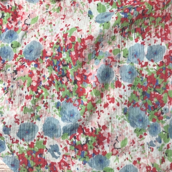 Chaps/ Boho Flowy Floral Print Top w/Tassle Tie Front - Picture 7 of 7